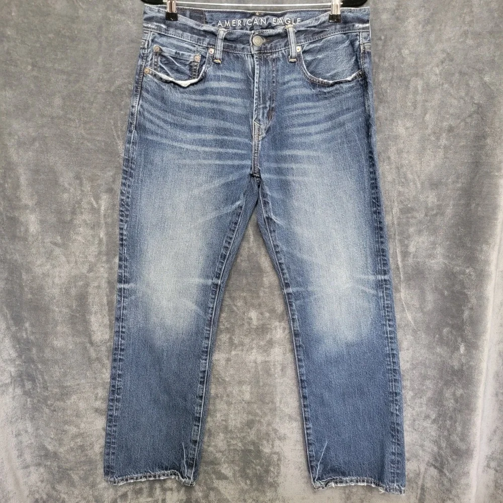 American Eagle Original Bootcut Mens 31x30 Blue Denim Jeans 100% Cotton 54485 - Picture 2 of 11